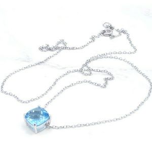 SS FACETED BLUE QUARTZ/TOPAZ PENDANT NECKLACE